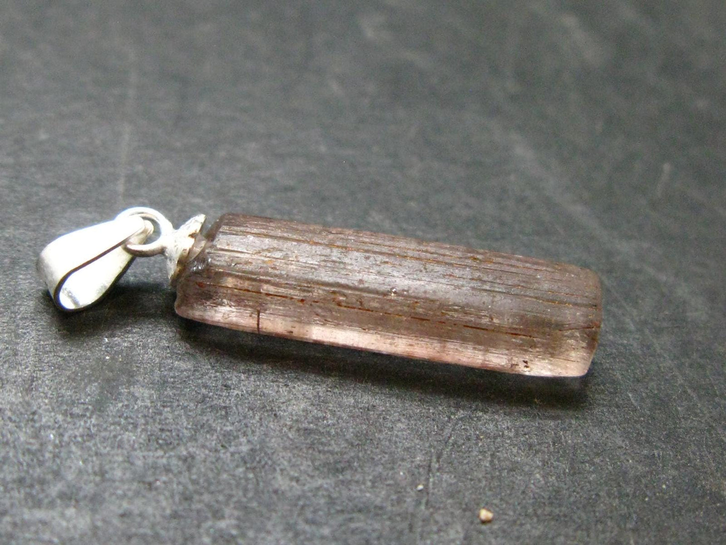 Purple Scapolite Pendant in SS From Afghanistan - 1.1" - 1.03 Grams