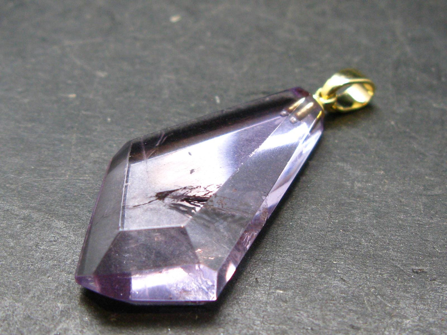 Amethyst Sterling Silver Gold Plated Pendant From Brazil - 1.7" - 6.87 Grams