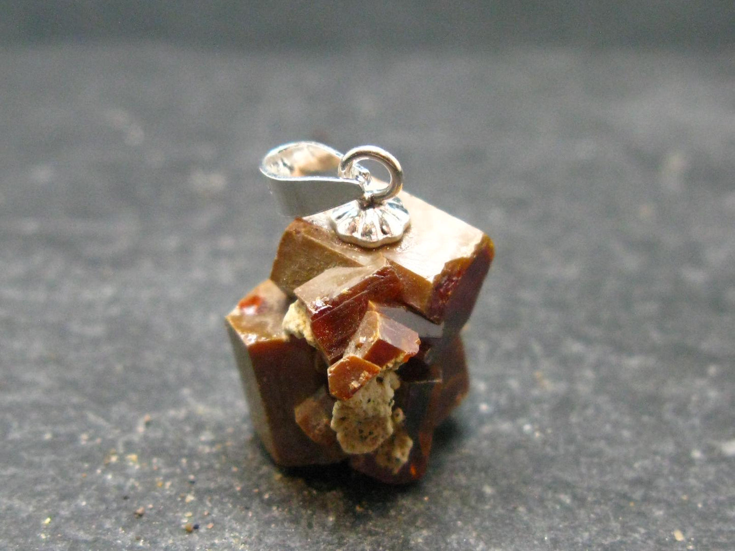 Vanadinite Crystal Silver Pendant From Morocco - 0.7" - 5.92 Grams