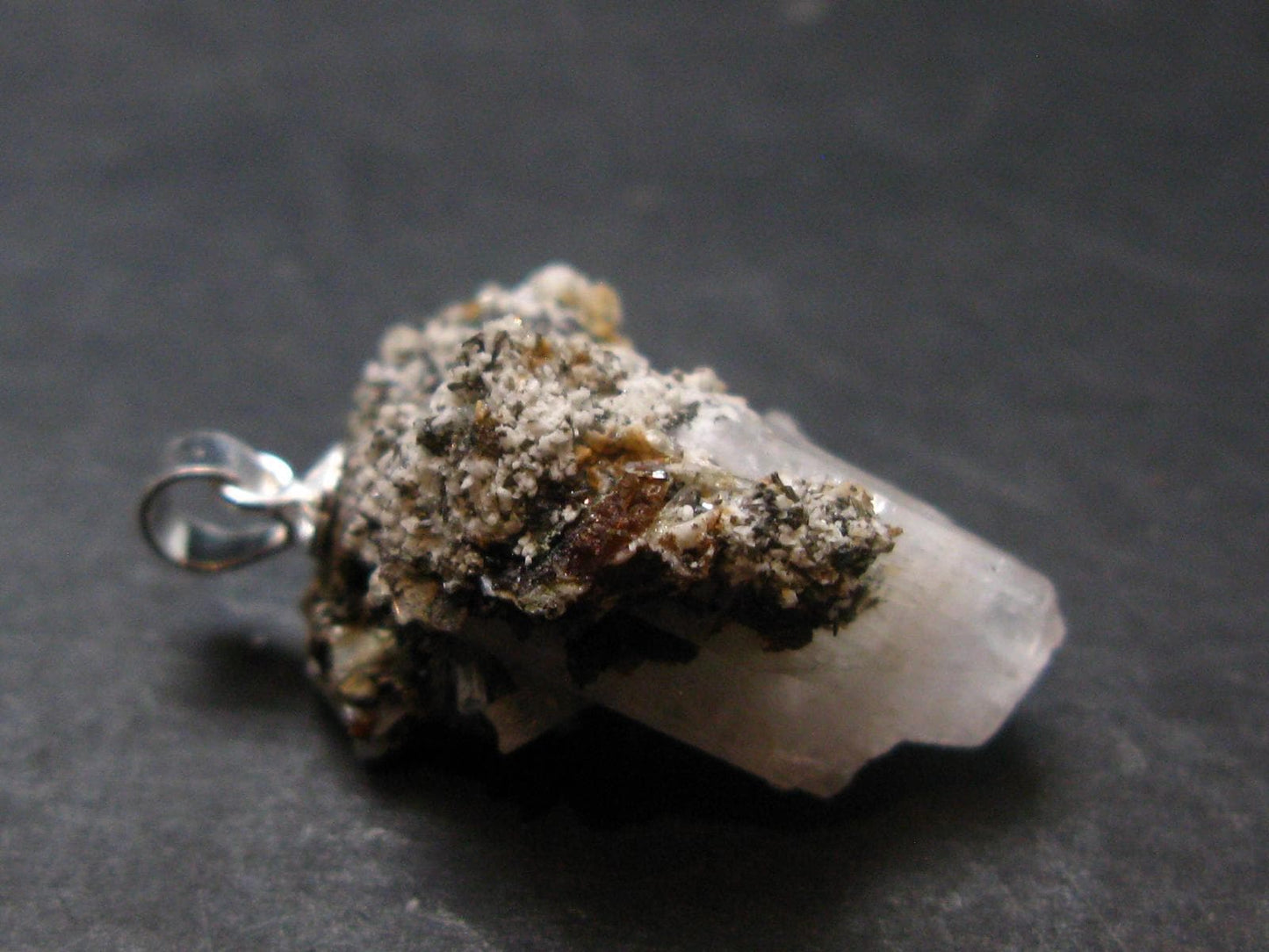 Natrolite Crystal Silver Pendant from Canada - 1.1" - 3.8 Grams