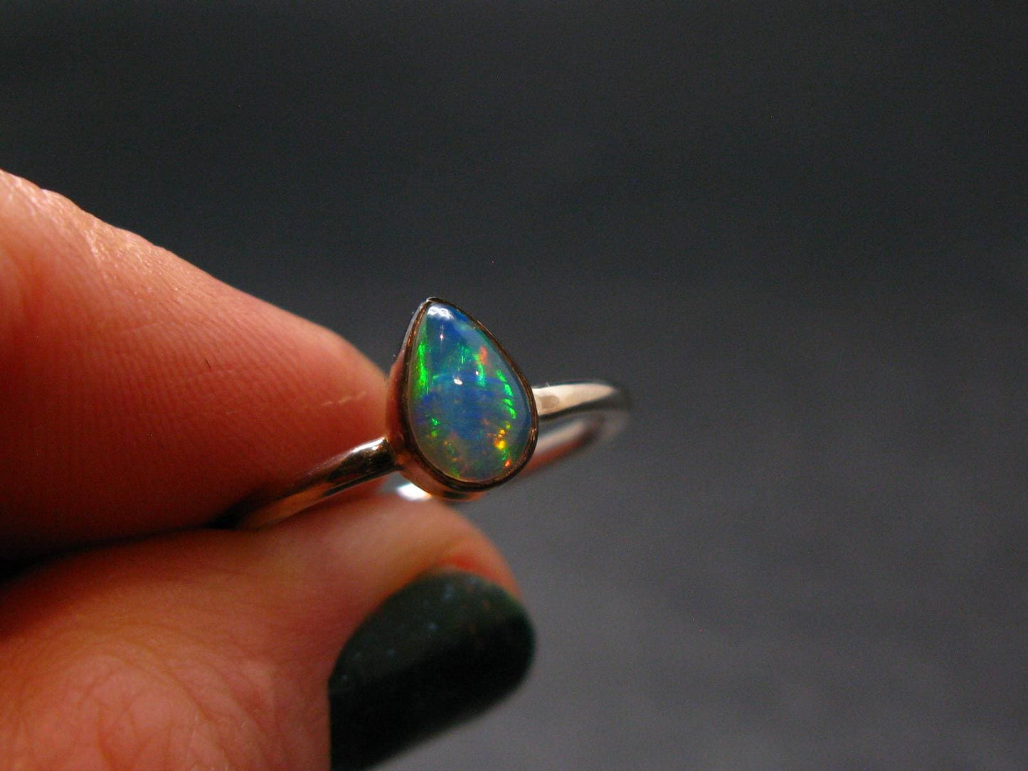 Natural Cabochon Opal 925 Sterling Silver Ring from Ethiopia - 1.48 Grams - Size 6