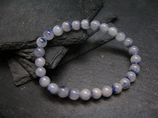 Dumortierite In Quartz Genuine Bracelet ~ 7 Inches ~ 7mm Round Beads