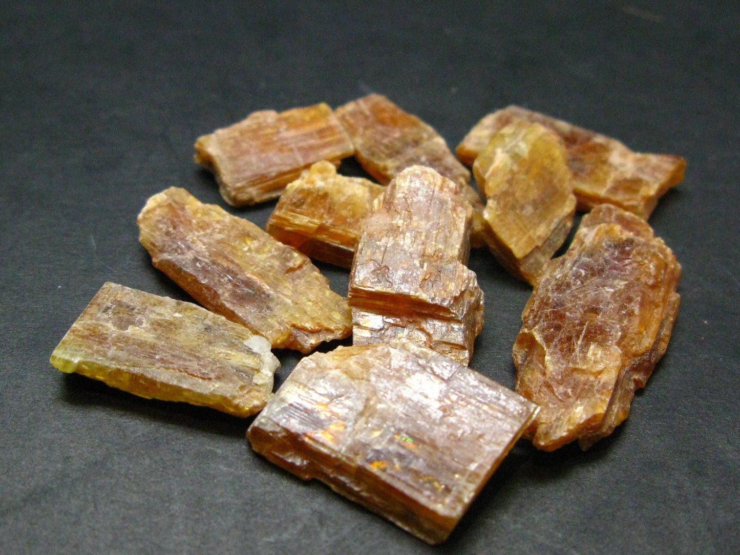Lot of 10 Rare Orange Kyanite Crystals From Tanzania