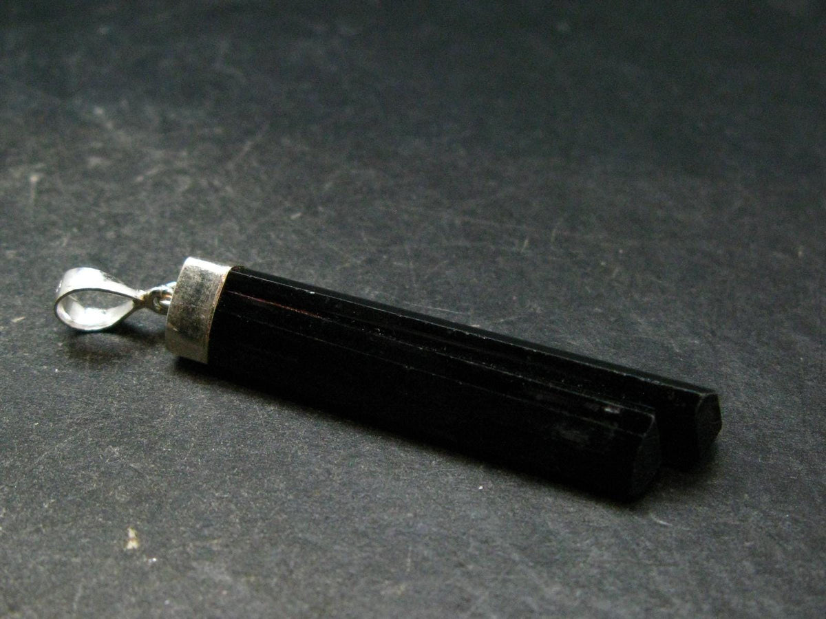 Black Tourmaline Schorl Silver Pendant From Brazil - 2.3" - 8.30 Grams