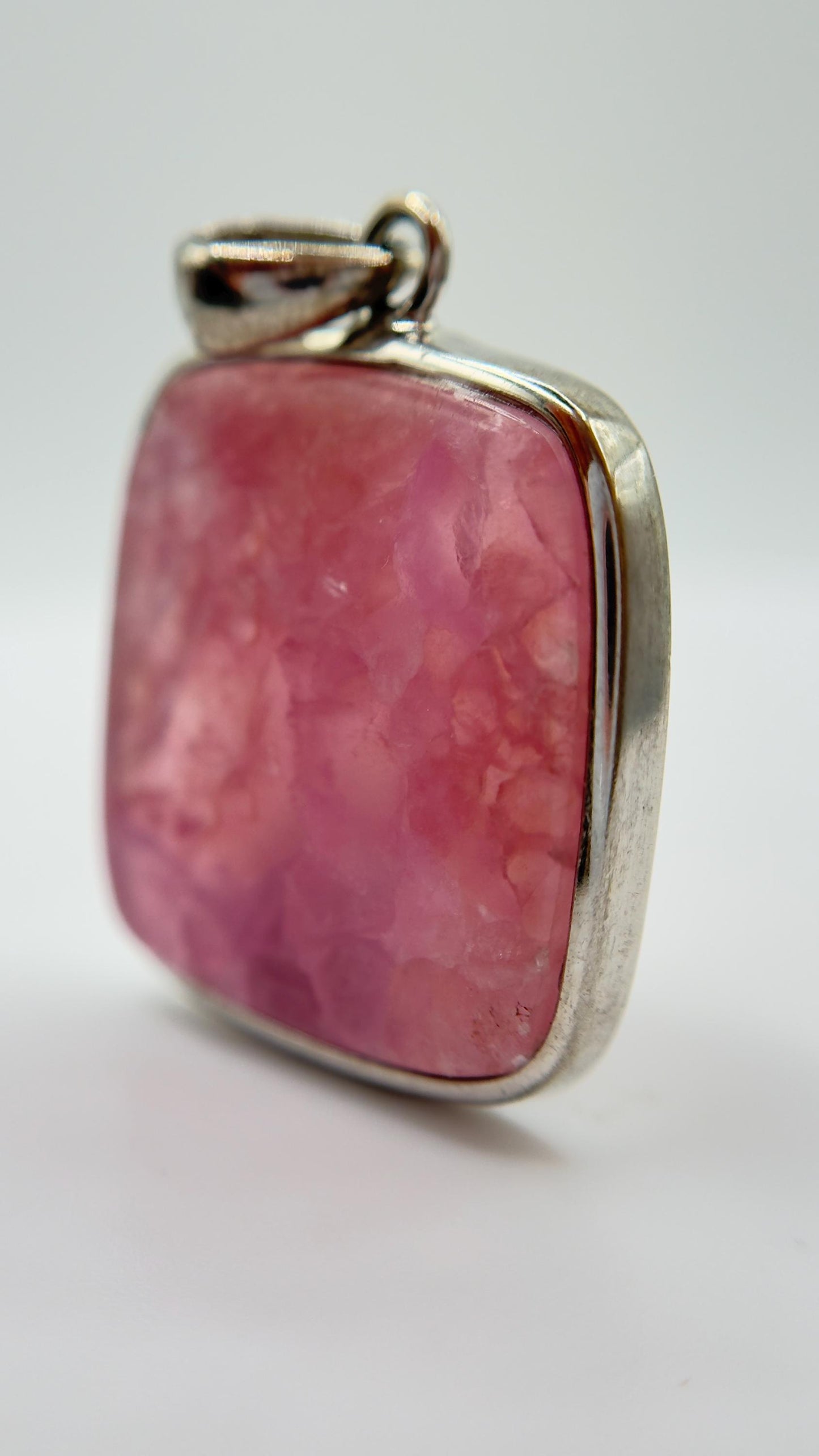 Cobalto Calcite Silver Pendant Pink Crystal Gemstone Natural Stone Jewelry Gift