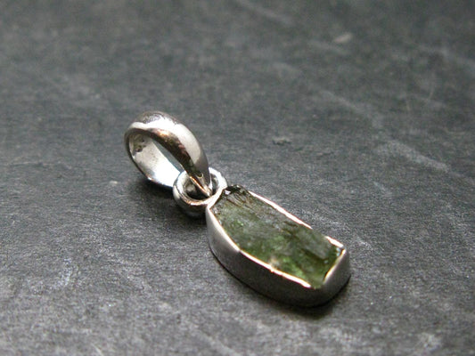 Moldavite Tektite Silver Pendant from Czech Republic - 0.8" - 1.08 Grams