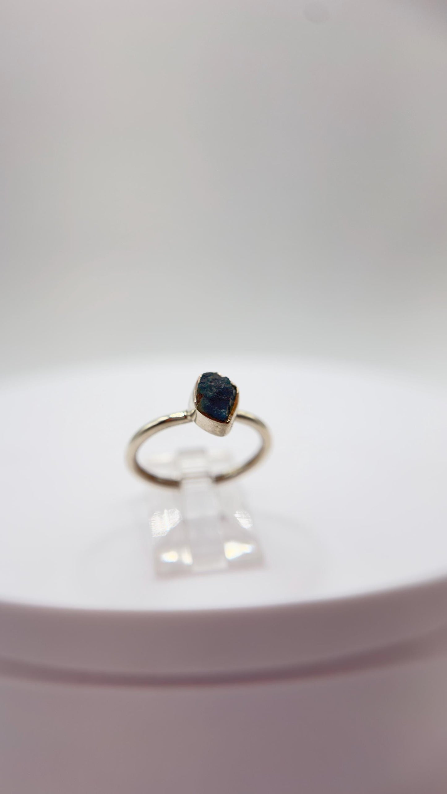Grandidierite Ring Raw Blue Green Gemstone Silver Ring Minimalist Crystal Jewelry Gift