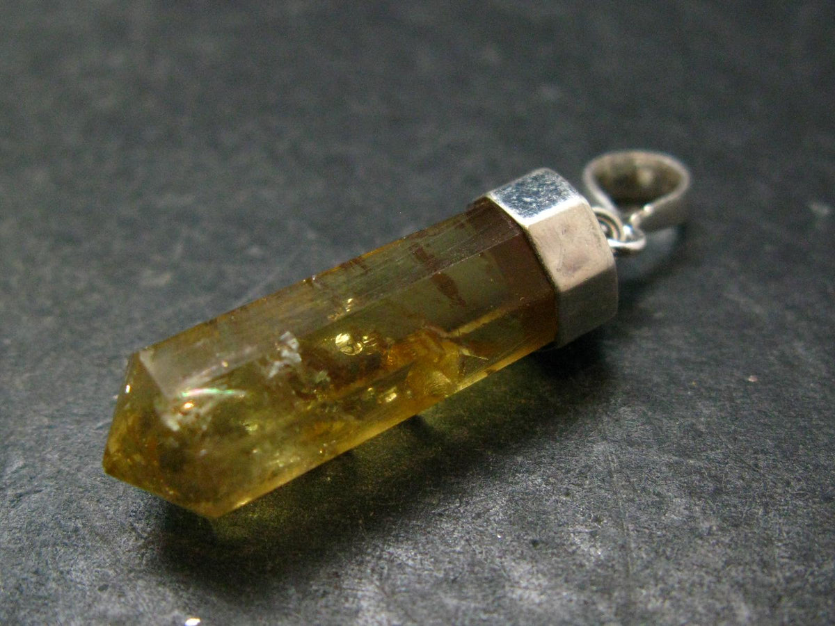 Natural Unheated Citrine Crystal Silver Pendant from Congo - 4.16 Grams