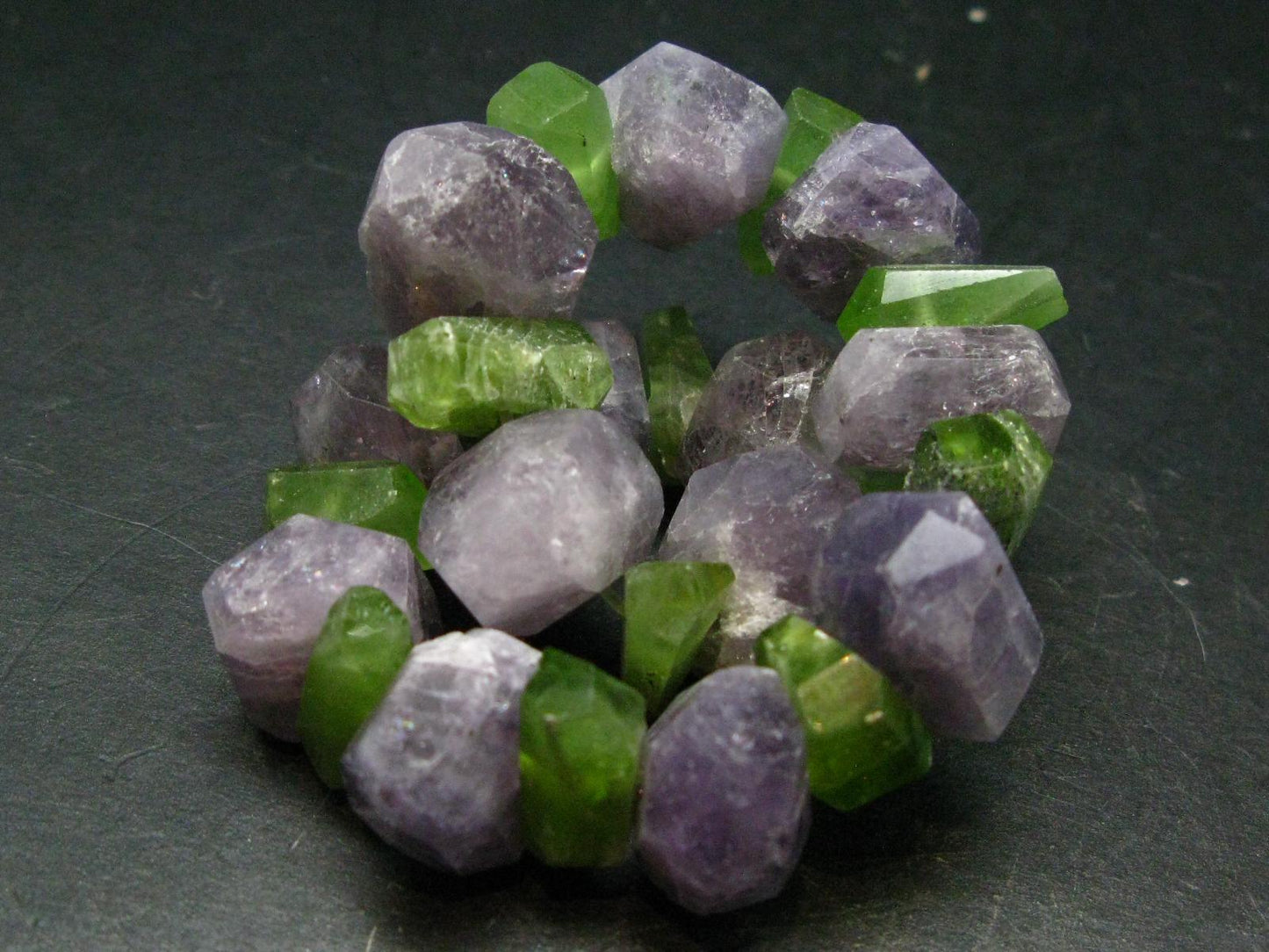 Peridot & Scapolite Genuine Bracelet ~ 7.5 Inches ~ Facetted Beads
