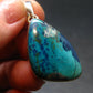 Quantum Quattro Shattuckite Malachite Dioptase Chrysocola Silver Pendant from Namibia - 1.5" - 7.38 Grams
