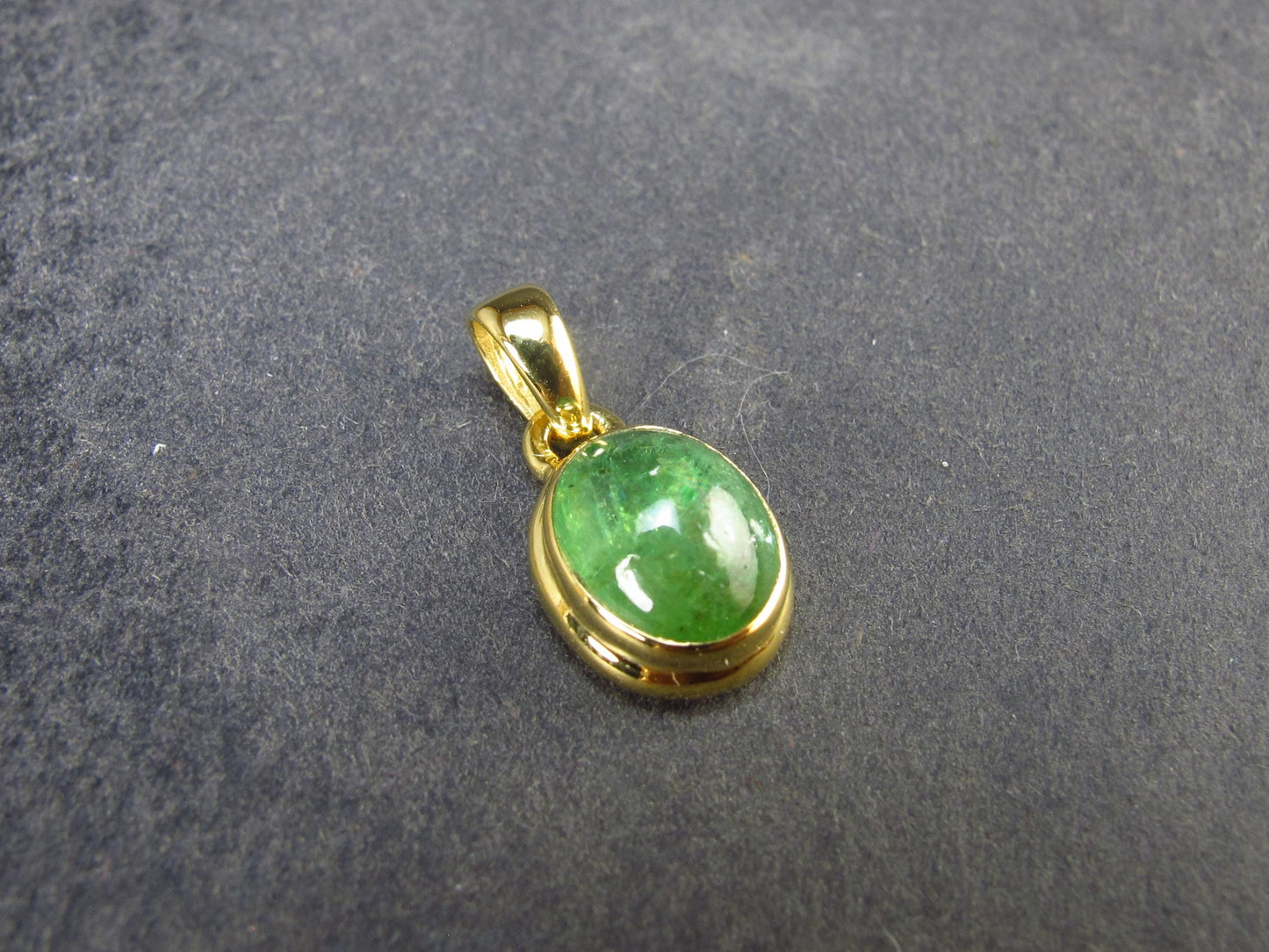 Tsavorite Green Garnet Gold Plated Silver Pendant from Tanzania - 0.7" - 1.76 Grams