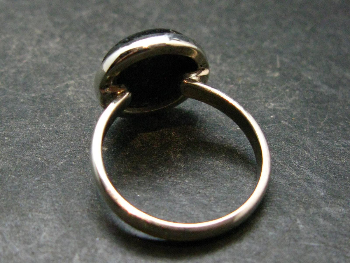 Real!! Very Rare Nuumite Nuummite Sterling Silver Ring from Greenland - 4.0 Grams - Size 7.75
