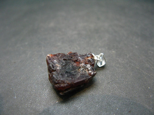 Gem Spessartine Spessartitne Garnet Pendant in SS From Brazil - 0.9" - 3.80 Grams
