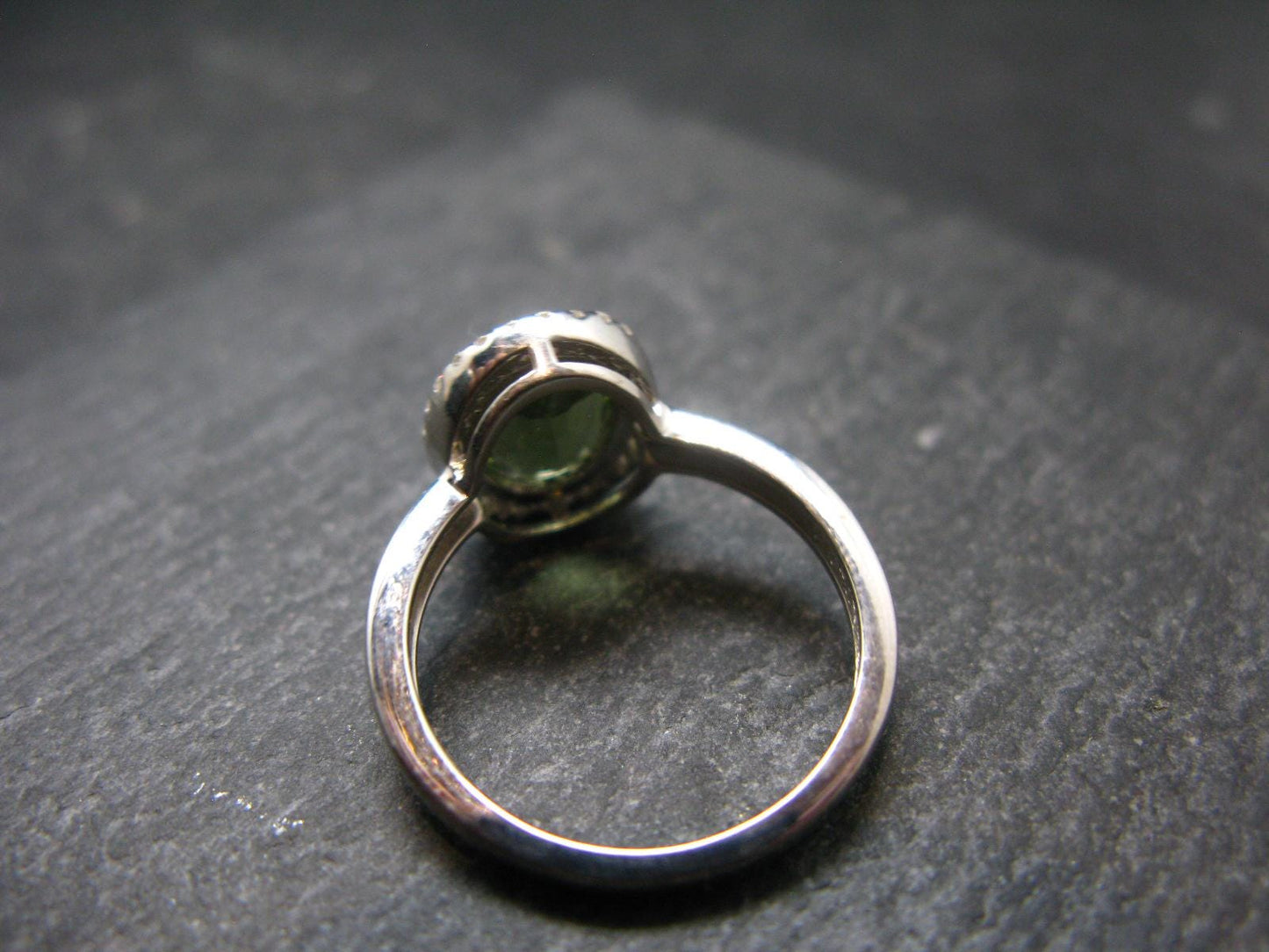 Moldavite Sterling Silver Ring From Czech Republic - Size 7.5 - 3.41 Grams