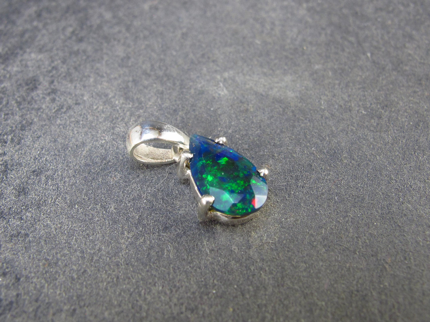 Rare Black Opal Sterling Silver Pendant from Australia - 0.7" - 0.99 Grams