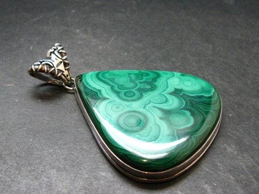 Queen of Green!! Genuine Vivid Vibrant Green Malachite Sterling Silver Pendant - 3.2" - 71.22 Grams