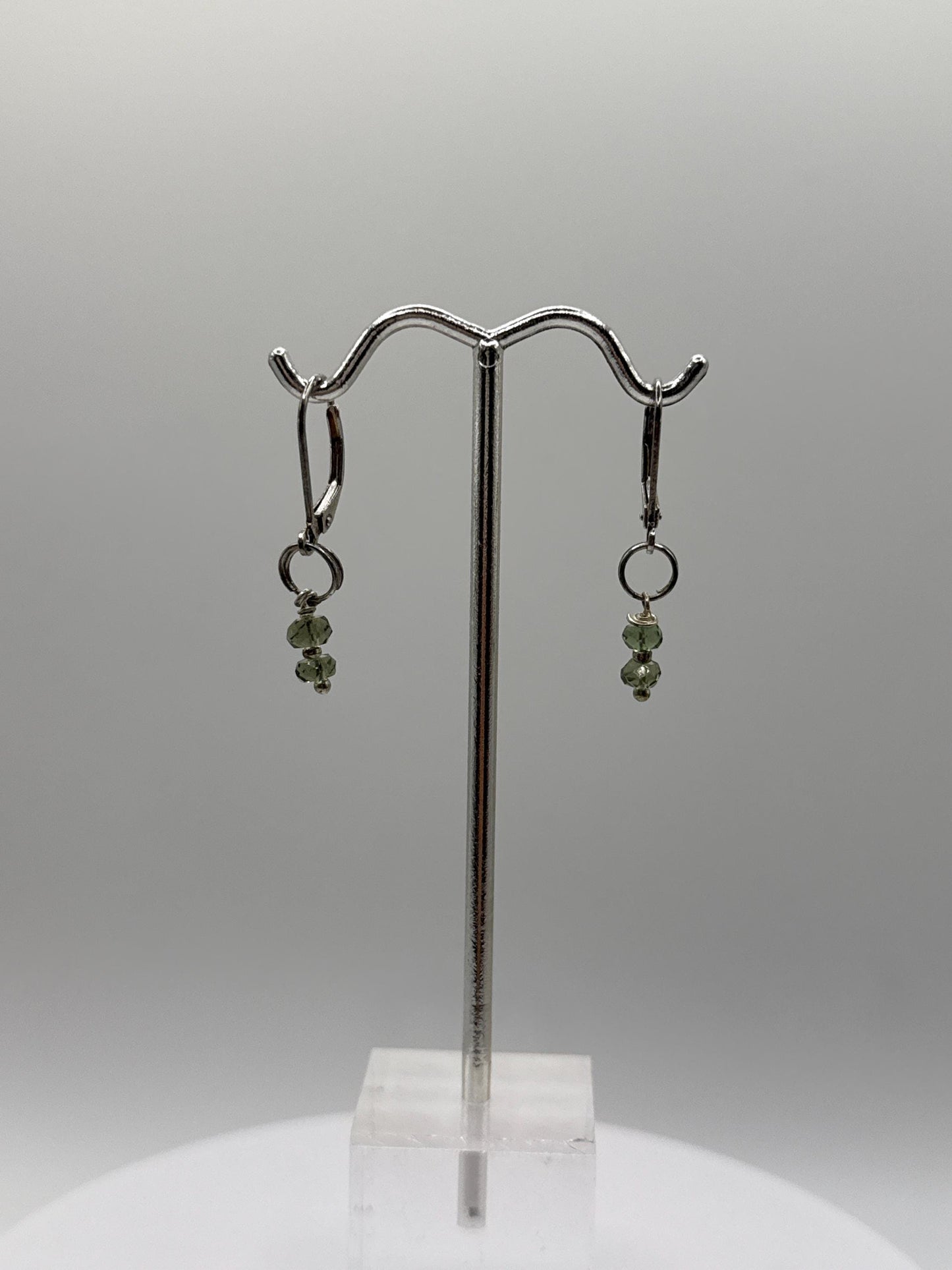 Sterling Silver Moldavite Drop Earrings - Weight 4.20 Grams