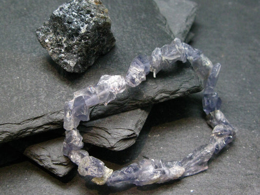 Iolite Cordierite Genuine Bracelet ~ 7 Inches ~ 12mm Raw Beads