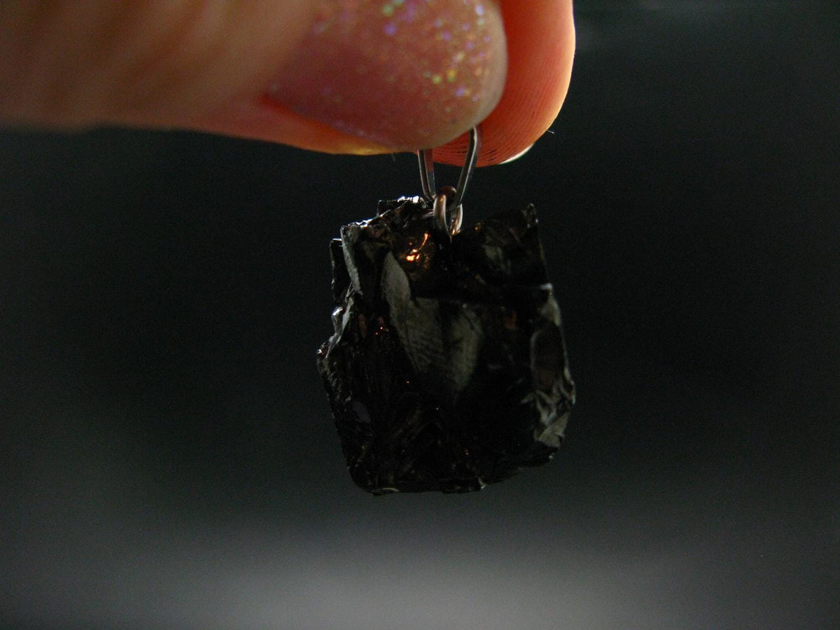 Unpolished Elite Shungite Silver Pendant from Russia - 1.0" - 2.77 Grams