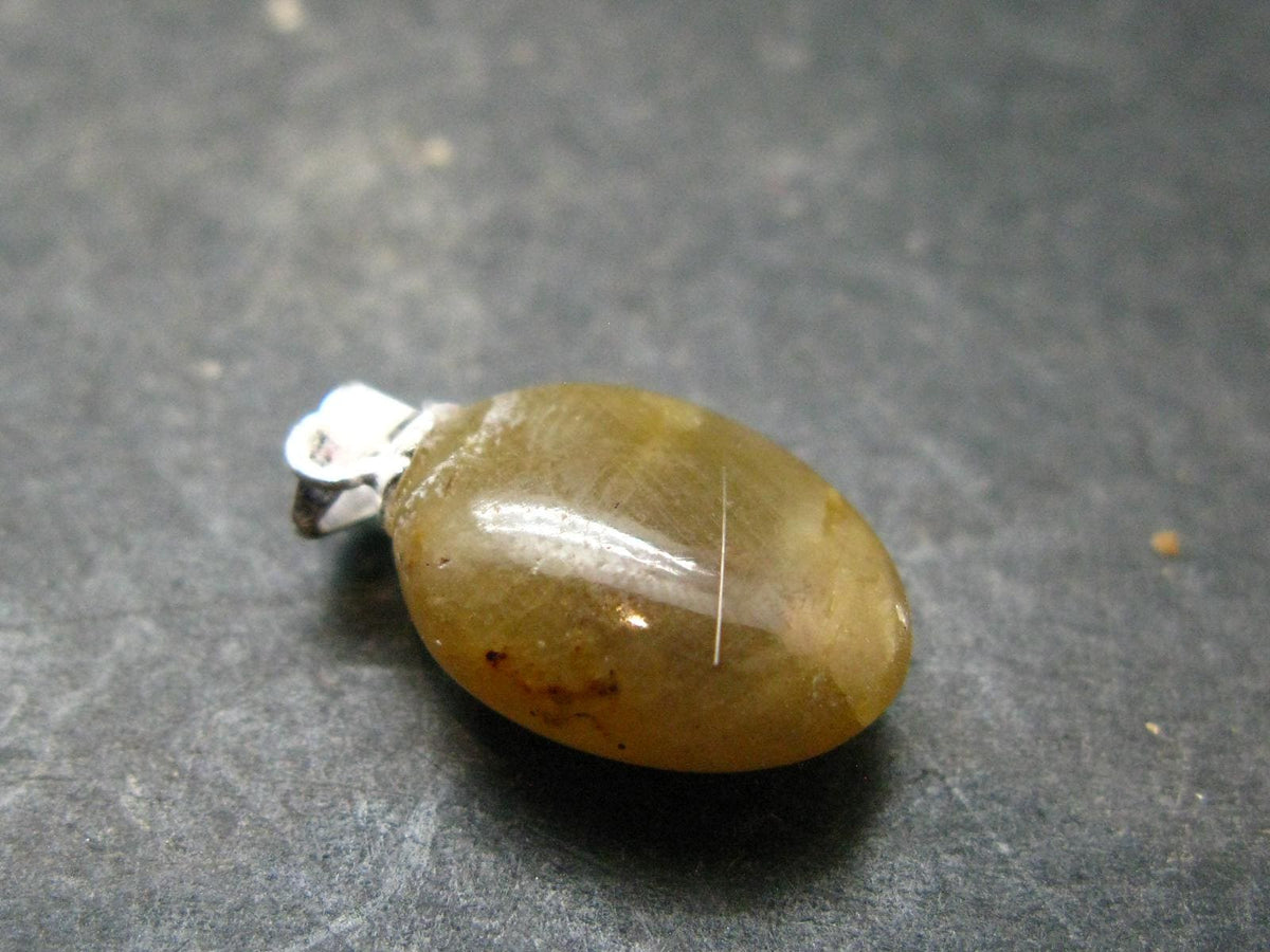 Yellow Sapphire Silver Pendant From Sri Lanka - 0.9" - 15.0 Carats