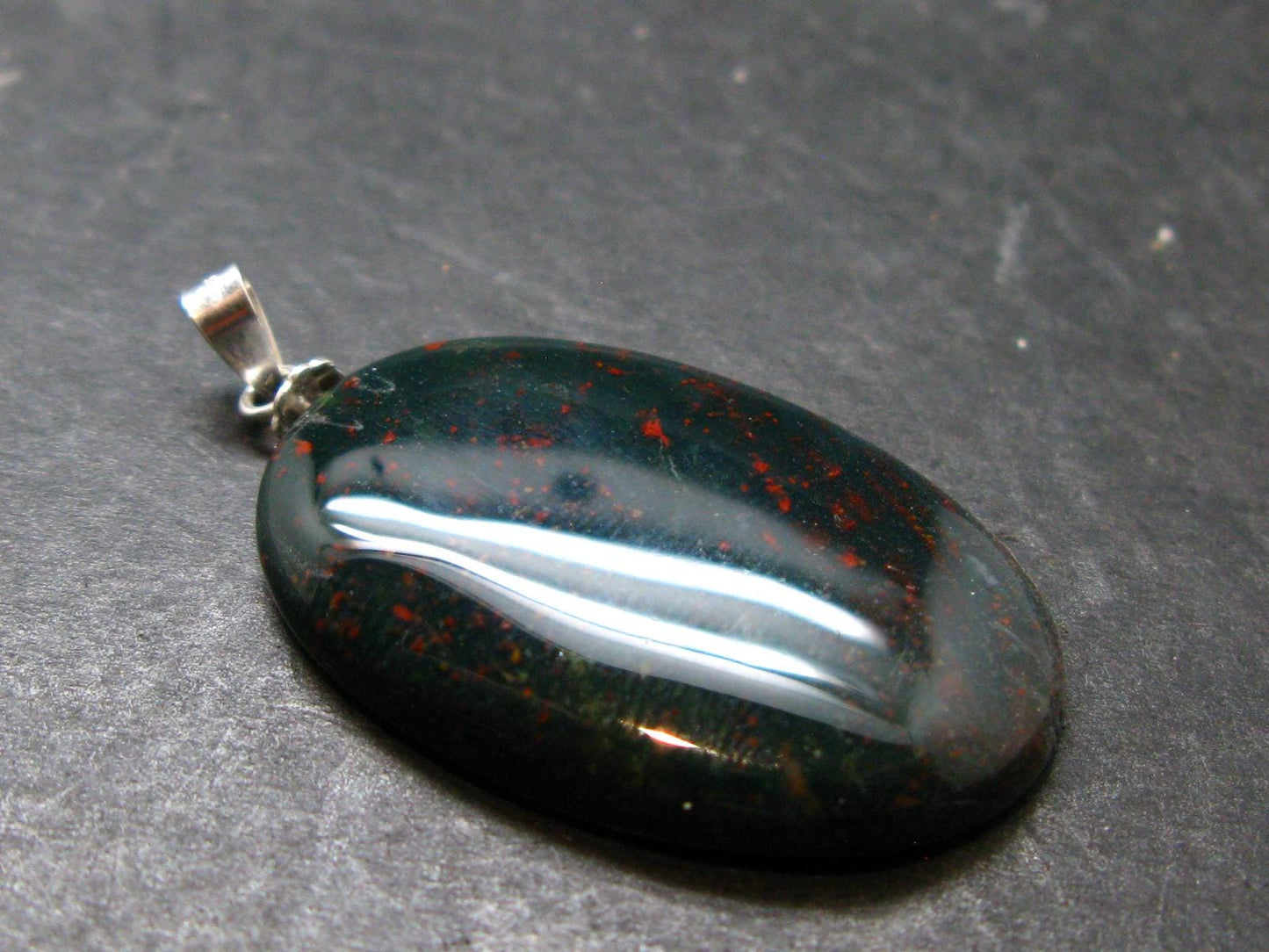 Bloodstone Silver Pendant From India - 1.5" - 5.45 Grams