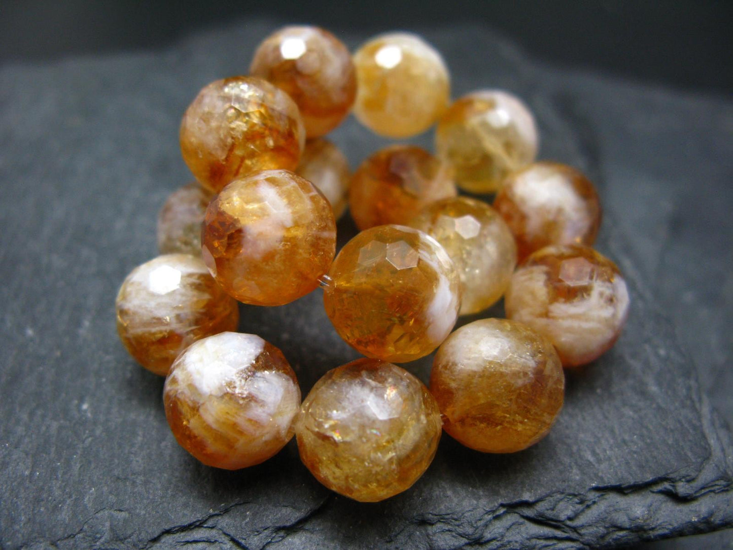 Citrine Genuine Bracelet ~ 7 Inches ~ 12mm Facetted Beads