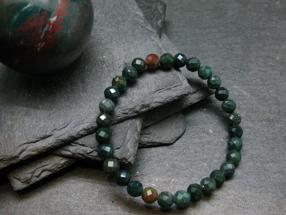 Bloodstone Genuine Bracelet ~ 7 Inches ~ 6mm Facetted Beads