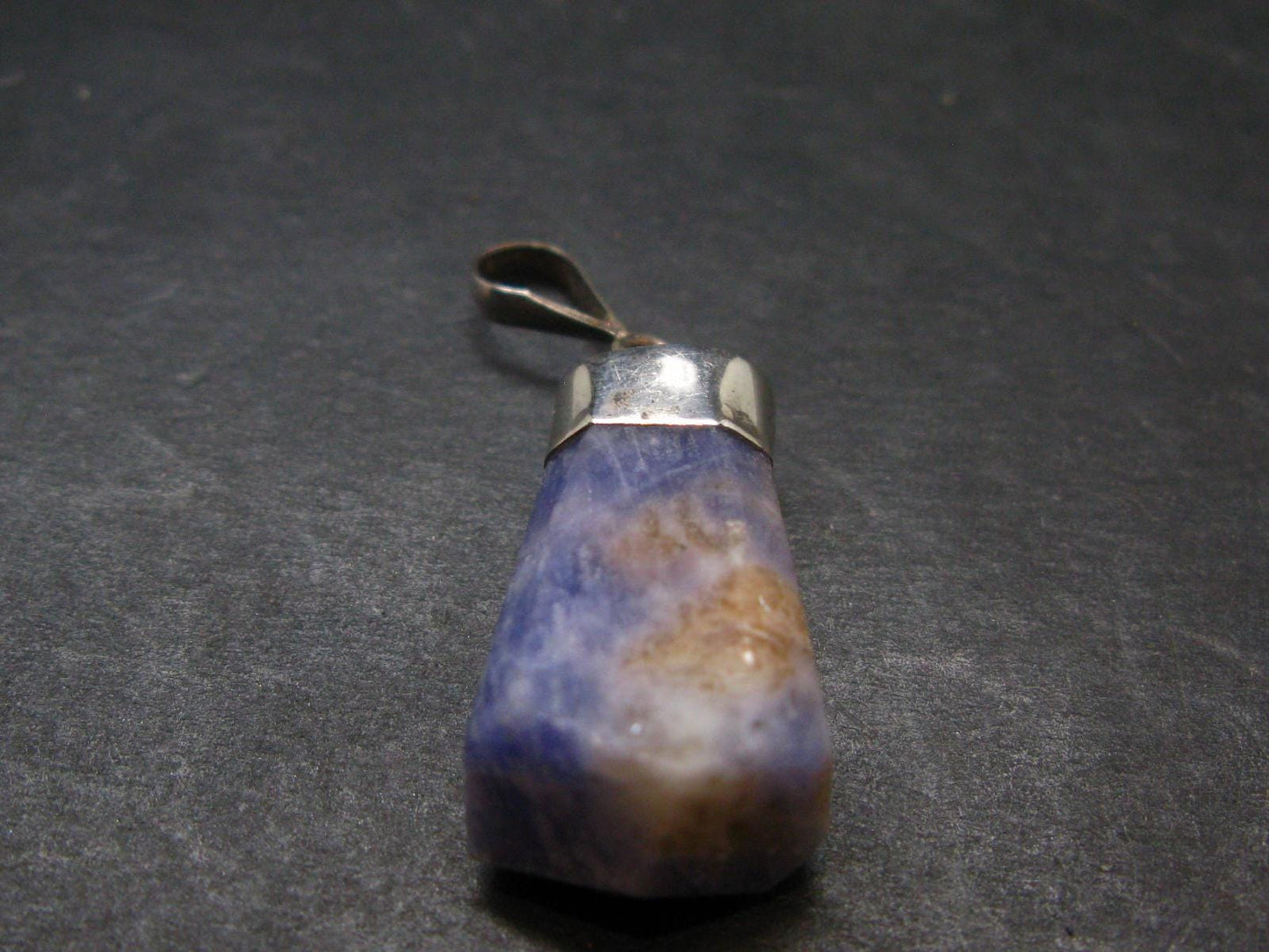 Rare Raw Hackmanite Silver Pendant from Afghanistan - 1.4" - 4.27 Grams