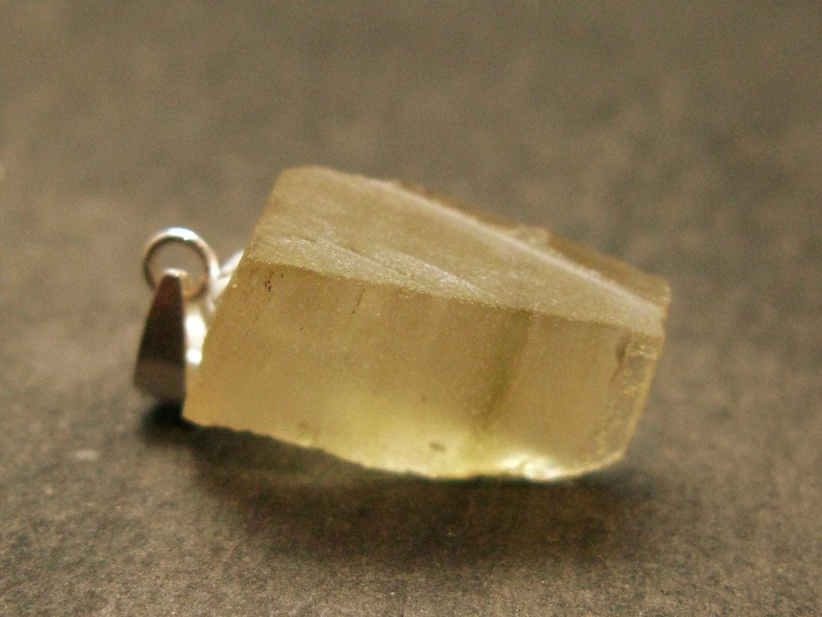 Gem Libyan Desert Glass Tektite Pendant Sterling Silver from Libya - 0.9" - 1.91 Grams