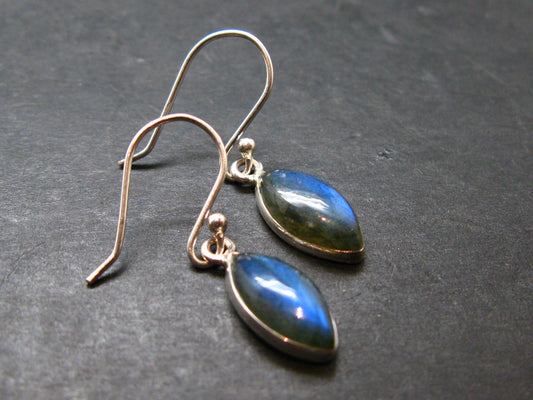 Blue Labradorite Silver Earrings From Madagascar - 2.30 Grams