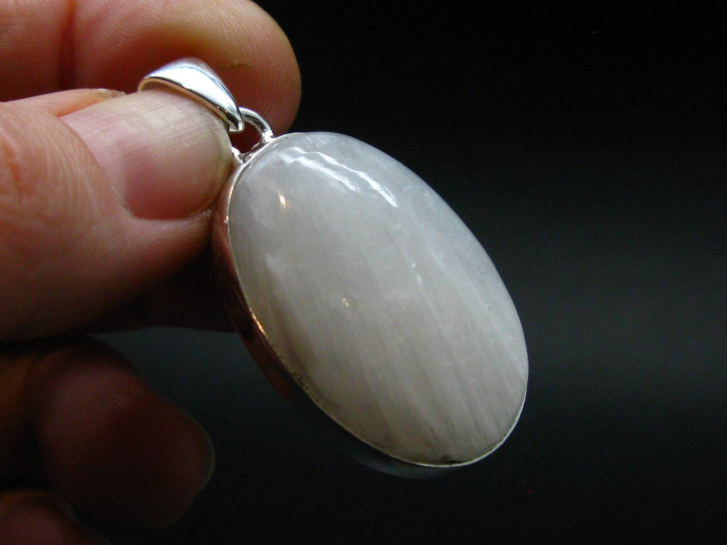 Scolecite Silver Plated Pendant From India - 1.6" - 7.99 Grams