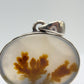 Elegant Dendritic Agate Oval Pendant – Natural Golden Scenic Stone Jewelry