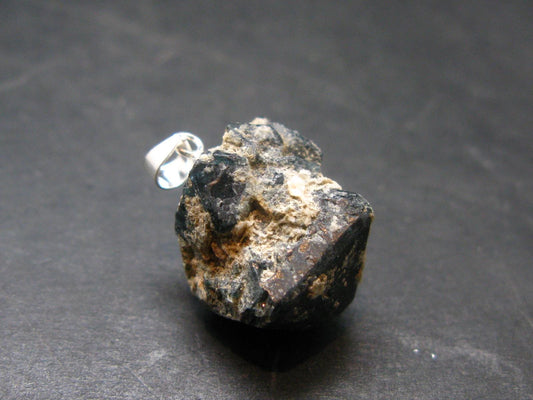 Blue Spinel Crystal Silver Pendant From Tanzania - 0.9" - 6.34 Grams