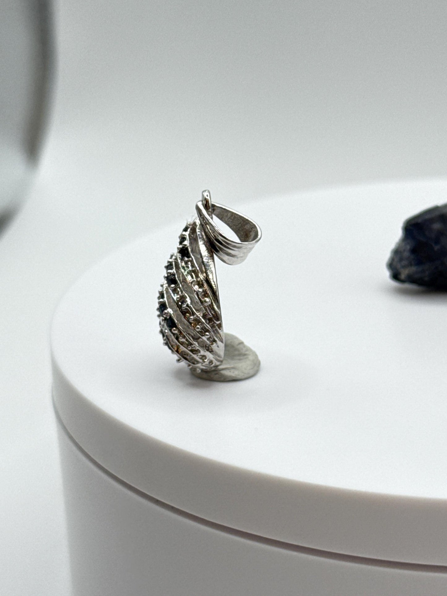 Sapphire Spiral Pendant | Natural Blue Sapphire Necklace | Sterling Silver Swirl Pendant | September Birthstone Jewelry - 3.40 g