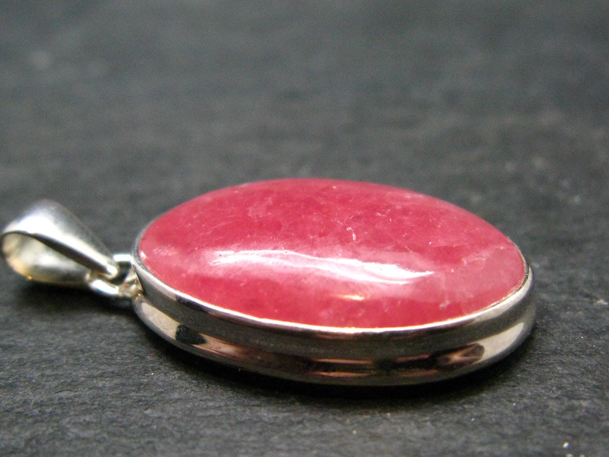 Rare Rhodochrosite Sterling Silver Pendant From Argentina - 1.5" - 8.14 Grams