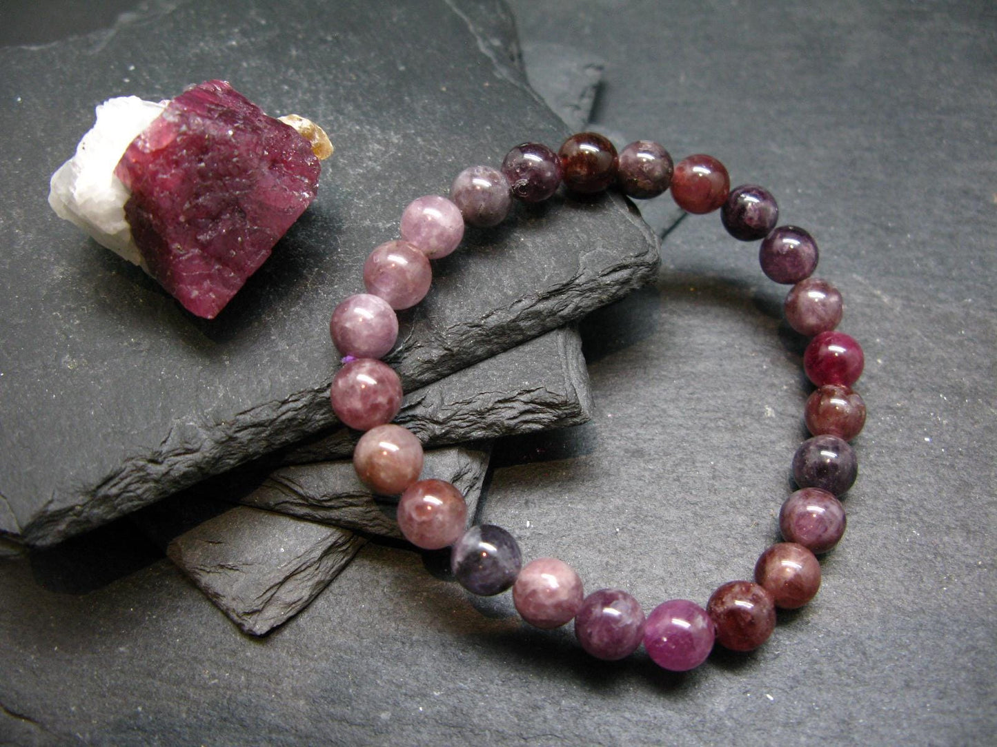 Gem Spinel Genuine Bracelet ~ 7 Inches ~ 8mm Round Beads