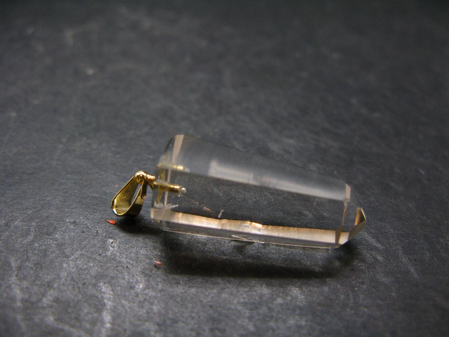 Lemurian Quartz Crystal Gold Plated Silver Pendant From Brazil - 1.5" - 6.72 Grams