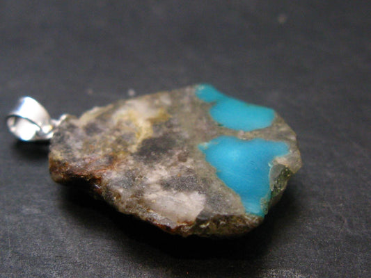Genuine Turquoise Silver Pendant From Sleeping Beauty Arizona - 1.1" - 2.2 Grams