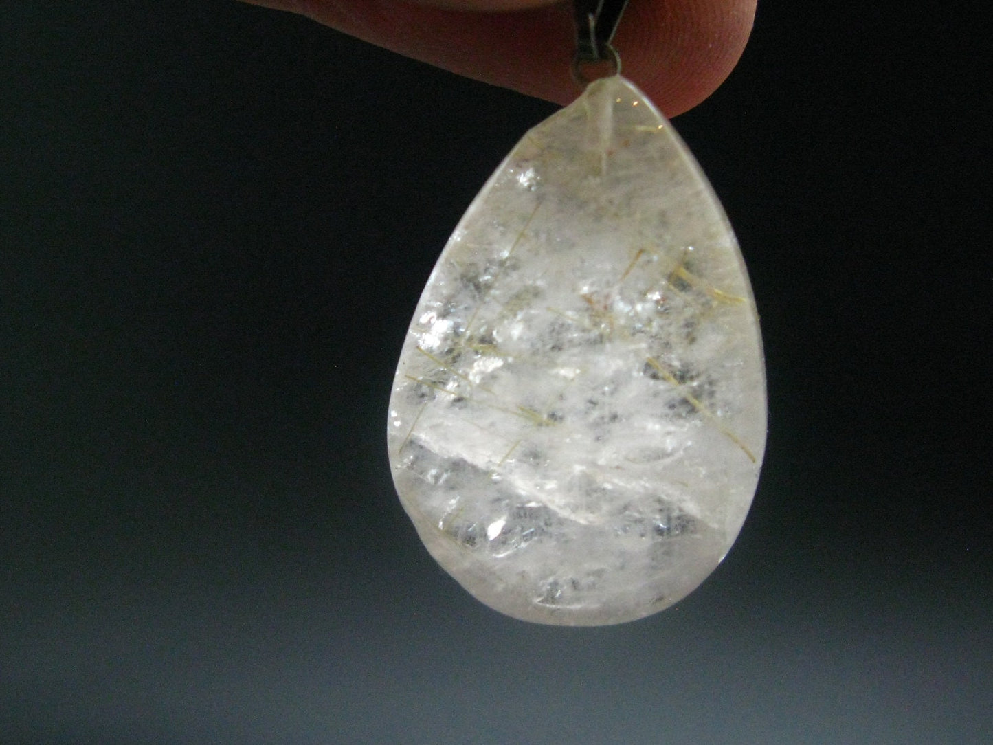 Rutilated Quartz Silver Pendant From Brazil - 1.4"