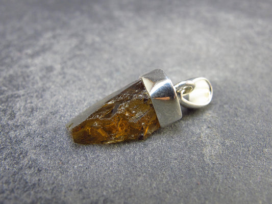 Natural Unheated Citrine Sterling Silver Pendant from Zambia - 1.1" - 2.38 Grams