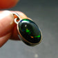 Rare Black Opal Sterling Silver Pendant from Australia - 0.8" - 1.88 Grams