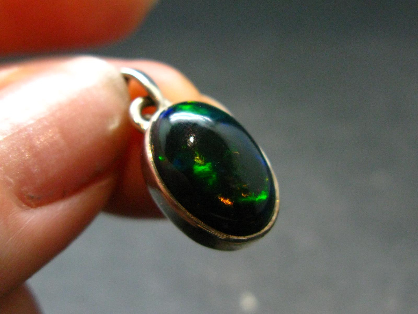 Rare Black Opal Sterling Silver Pendant from Australia - 0.8" - 1.88 Grams