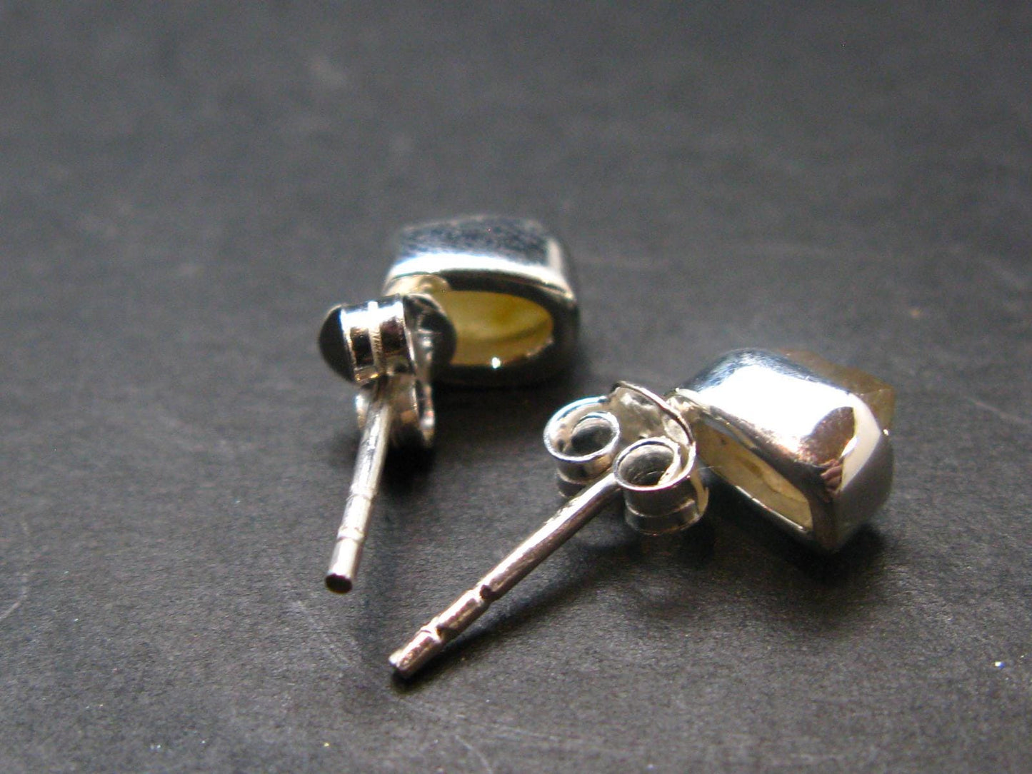 Herderite Stud Earrings Sterling Silver From Brazil - 1.27 Grams