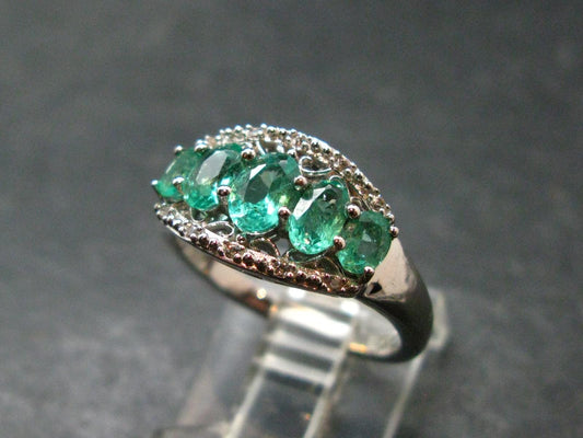 Emerald Faceted Silver Ring from Colombia - 3.23 Grams Total - Size 7