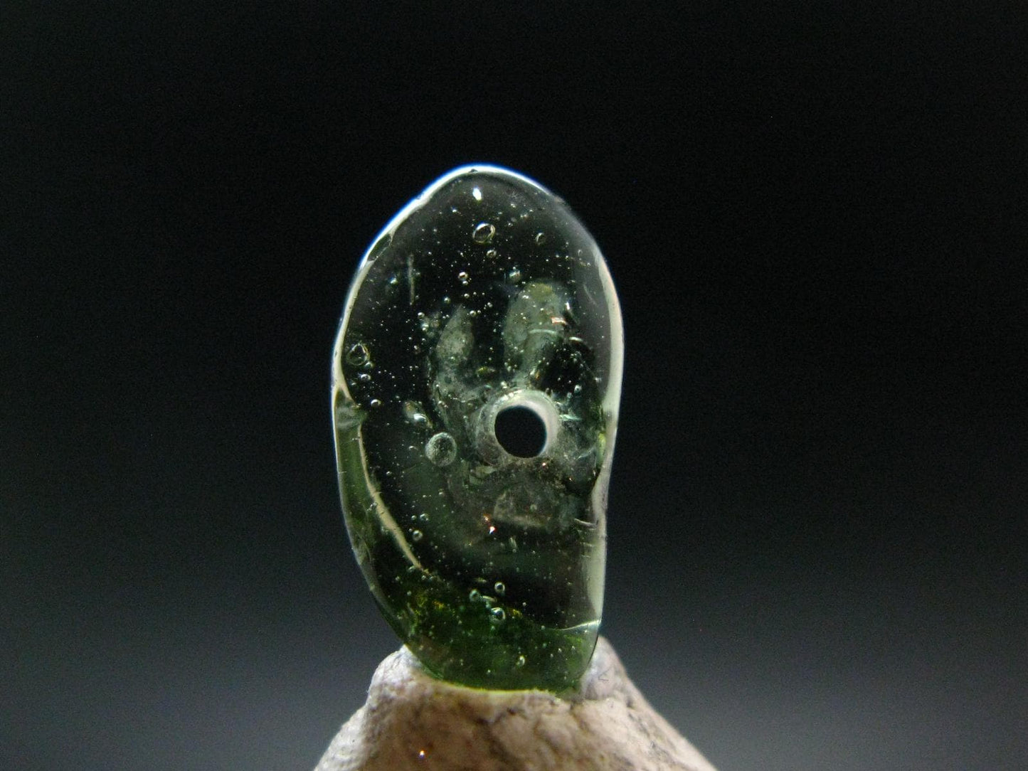 Moldavite Tektite Tumbled Bead from Czech Republic - 12 mm - 2.35 Carats