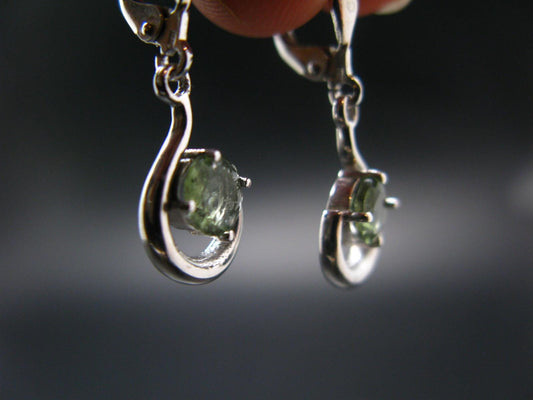 Moldavite Tektite Silver Earrings from Czech Republic - 2.48 Grams