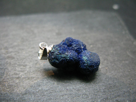 Azurite Nodule Crystal Sterling Silver Pendant from Russia - 0.9" - 3.66 Grams