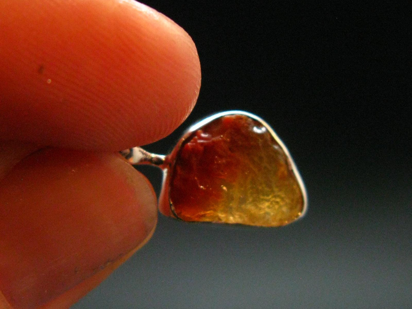Raw Fire Opal Sterling Silver Pendant From Mexico - 1.7" - 1.01 Grams