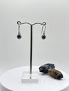 Sterling Silver Sapphire Halo Dangle Earrings | September Birthstone