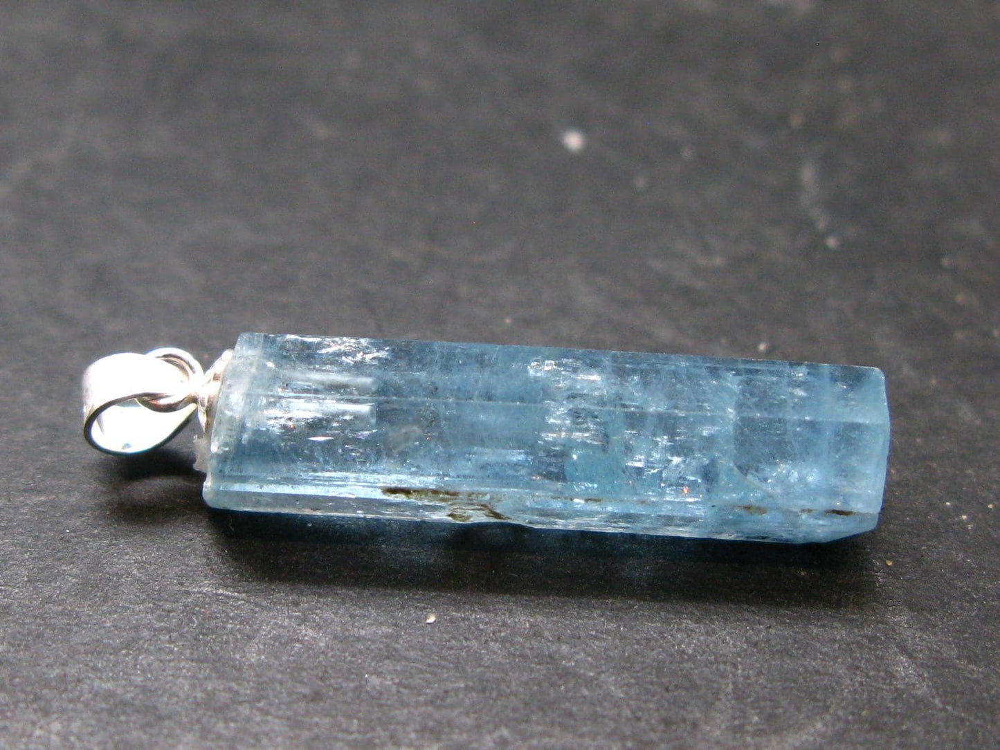 Aquamarine Crystal Silver Pendant From Vietnam - 1.3" - 2.44 Grams